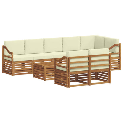 Set divani 9 pcs Naturale e Crema Legno di Acacia Massello | homemem39