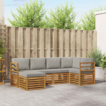 Set divano sezionale con cuscino 6 pcs Grigio Naturale e Chiaro