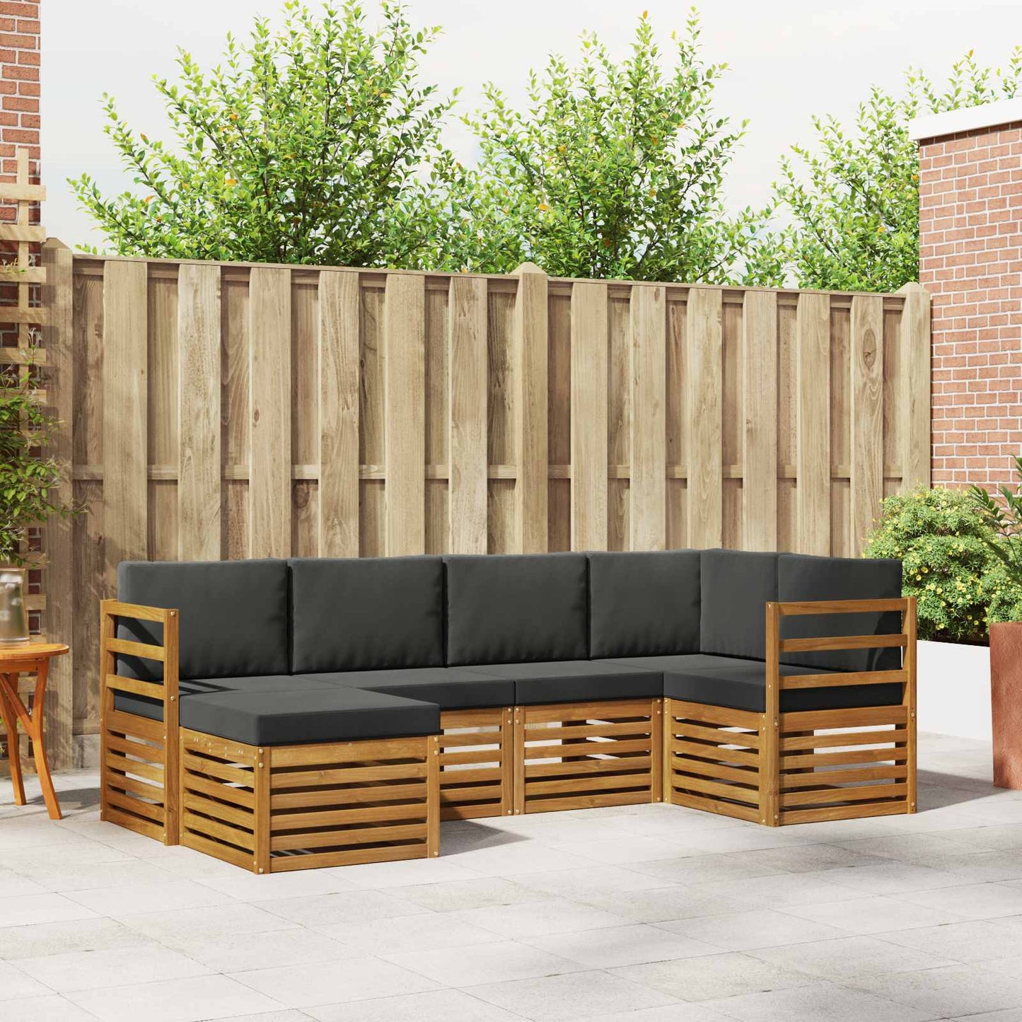 Set divano sezionale con cuscino 6 pcs Naturale e Antracite