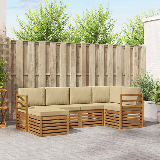 Set divano sezionale con cuscino 6 pcs Naturale e Beige