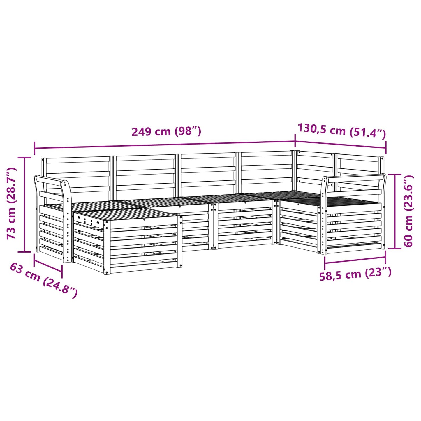 Set divano sezionale 6 pcs Naturale | homemem39