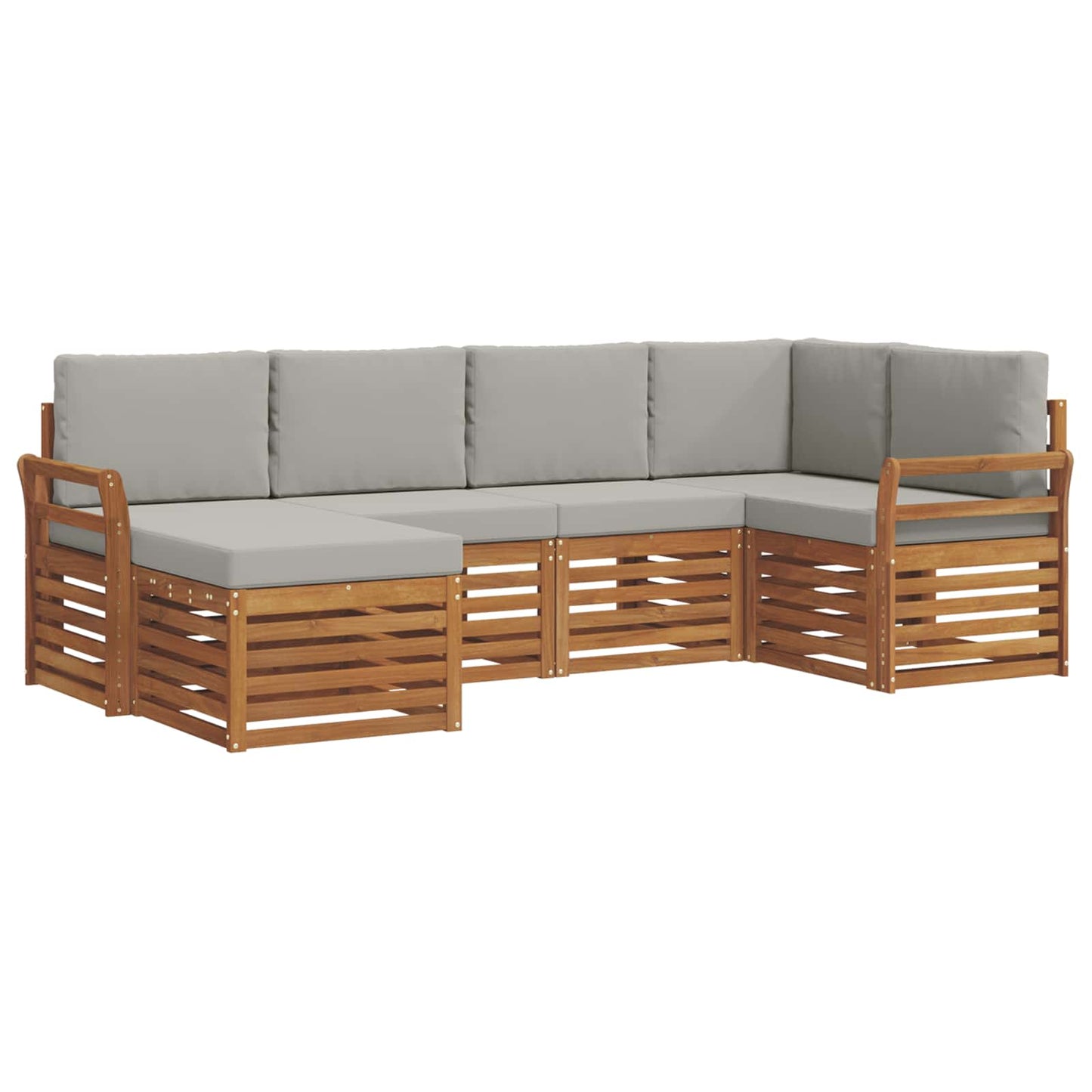 Set divano sezionale con cuscino 6 pcs Grigio Naturale e Chiaro