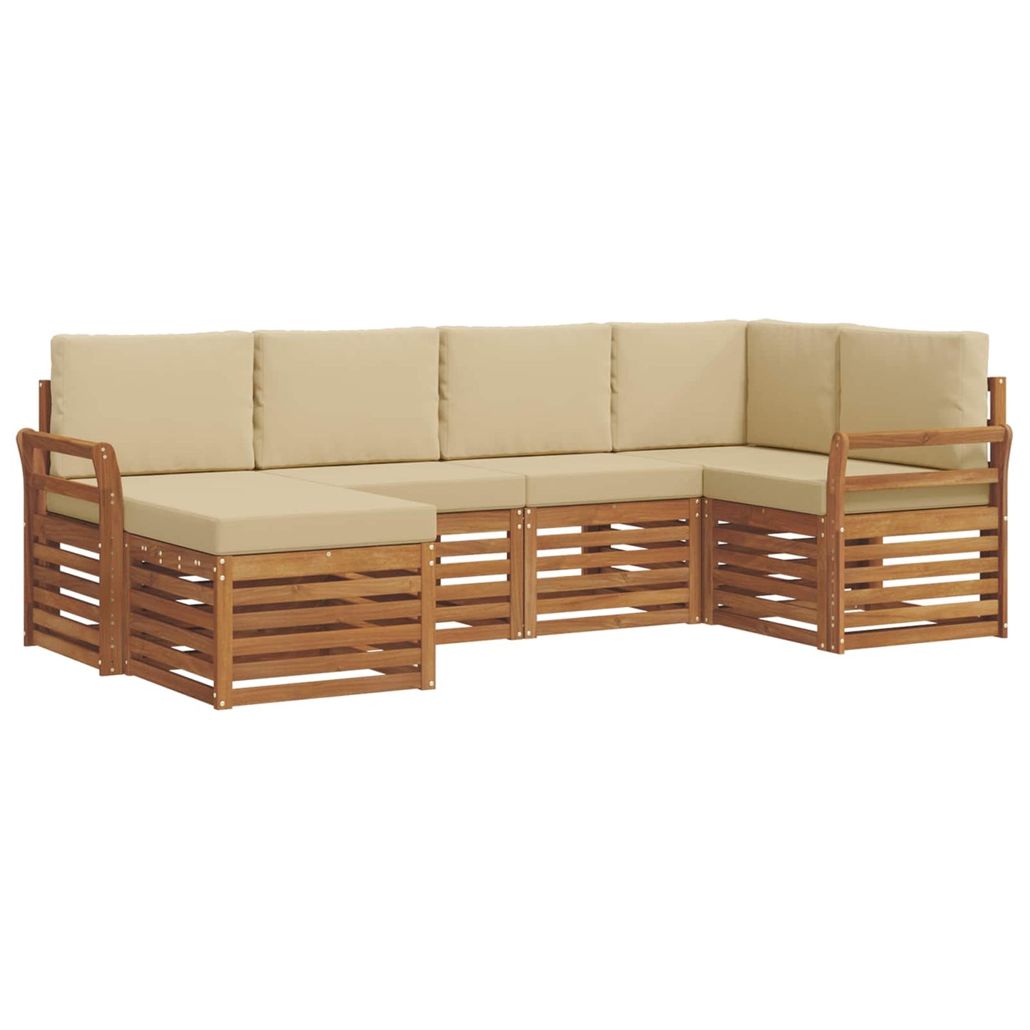 Set divano sezionale con cuscino 6 pcs Naturale e Beige | homemem39
