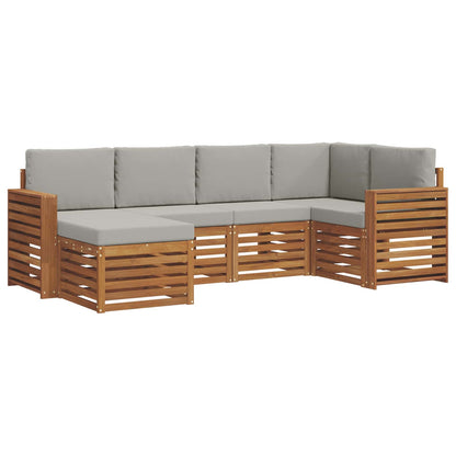 Set divano sezionale con cuscino 6 pcs Grigio Naturale e Chiaro | homemem39