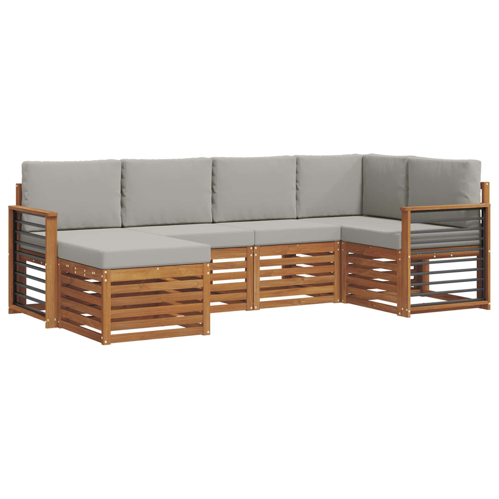 Set divano sezionale con cuscino 6 pcs Grigio Naturale e Chiaro | homemem39