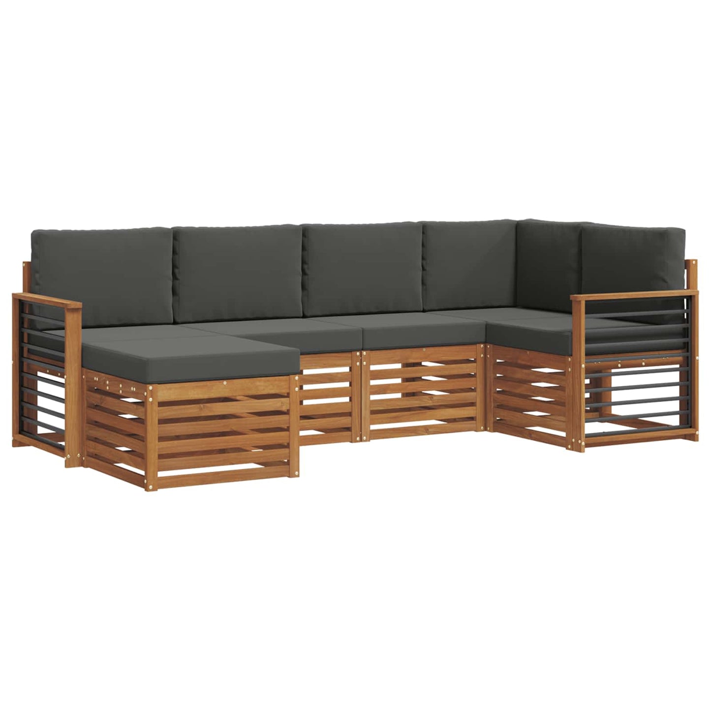 Set divano sezionale con cuscino 6 pcs Naturale e Antracite | homemem39