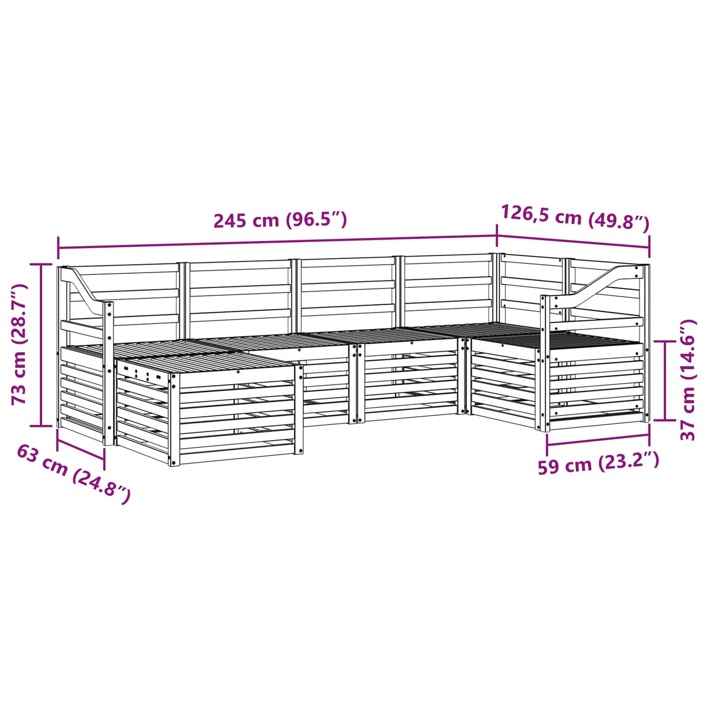 Set divano sezionale 6 pcs Naturale | homemem39