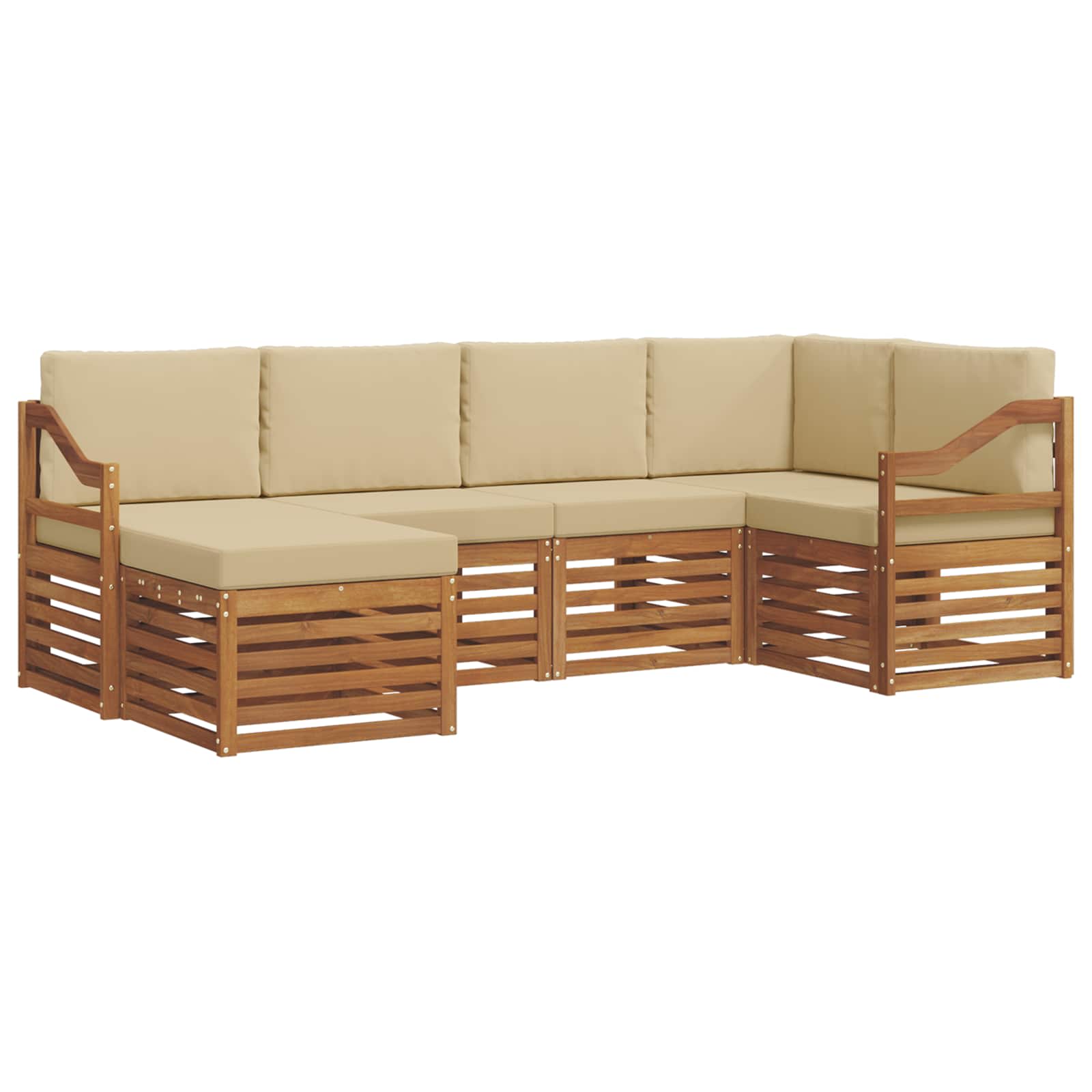 Set divano sezionale con cuscino 6 pcs Naturale e Beige | homemem39