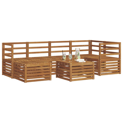 Set divano sezionale 7 pcs Naturale Legno di Acacia Massello