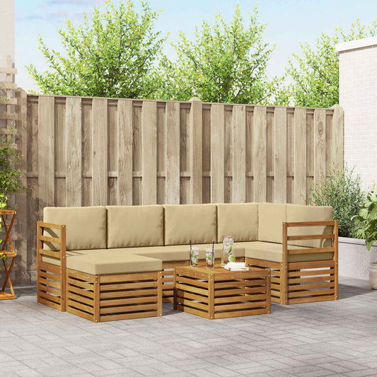 Set divano sezionale con cuscino 7 pcs Naturale e Beige