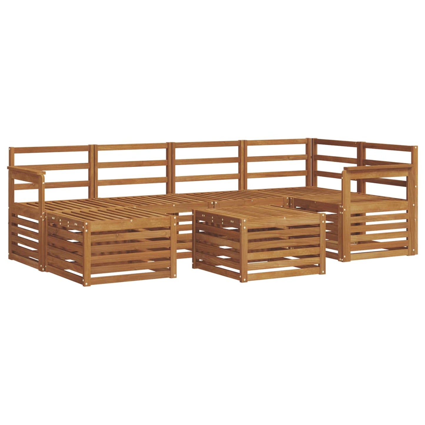 Set divano sezionale 7 pcs Naturale Legno di Acacia Massello