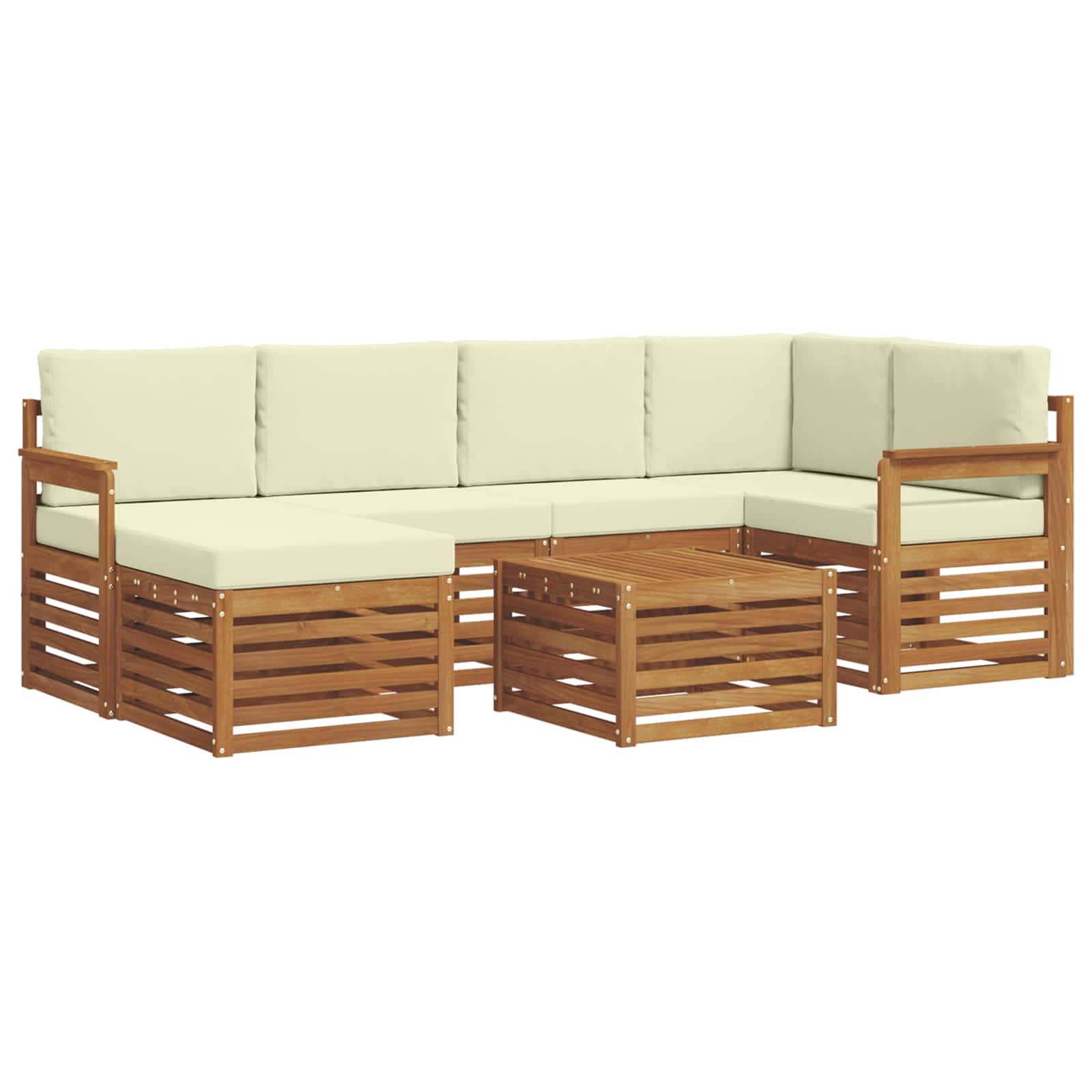 Set divano sezionale con cuscino 7 pcs Naturale e Crema | homemem39