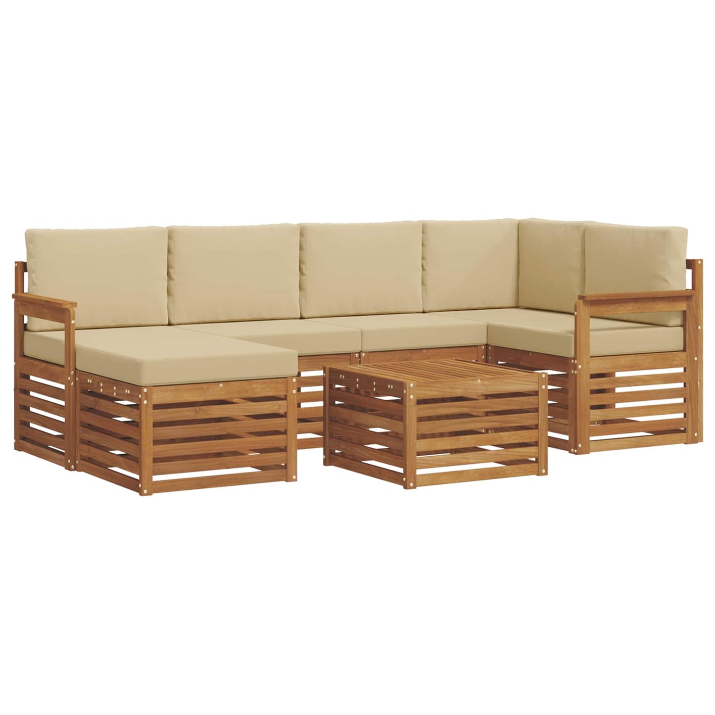 Set divano sezionale con cuscino 7 pcs Naturale e Beige | homemem39