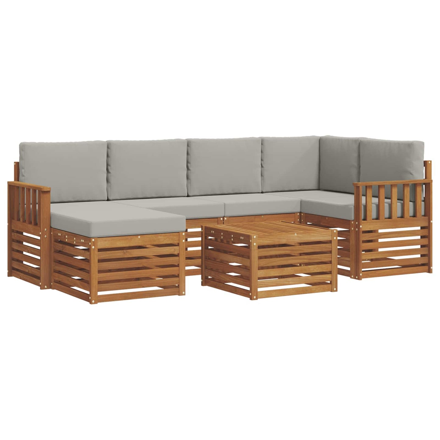Set divano sezionale con cuscino 7 pcs Grigio Naturale e Chiaro