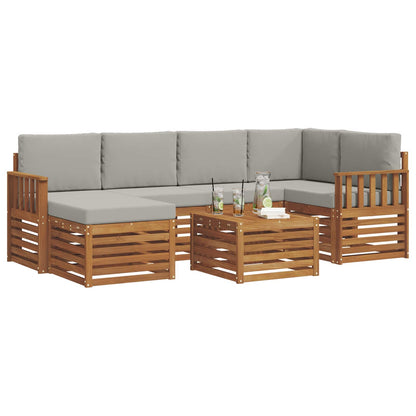 Set divano sezionale con cuscino 7 pcs Grigio Naturale e Chiaro