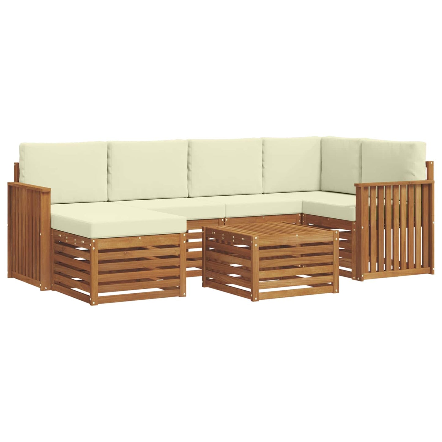 Set divano sezionale con cuscino 7 pcs Naturale e Crema