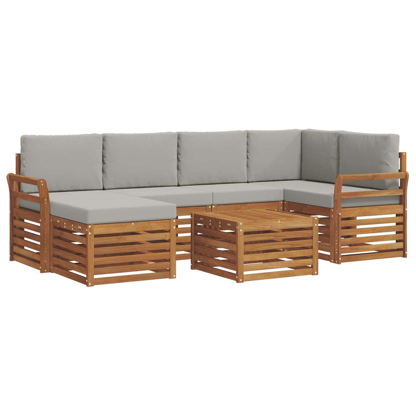 Set divano sezionale con cuscino 7 pcs Grigio Naturale e Chiaro