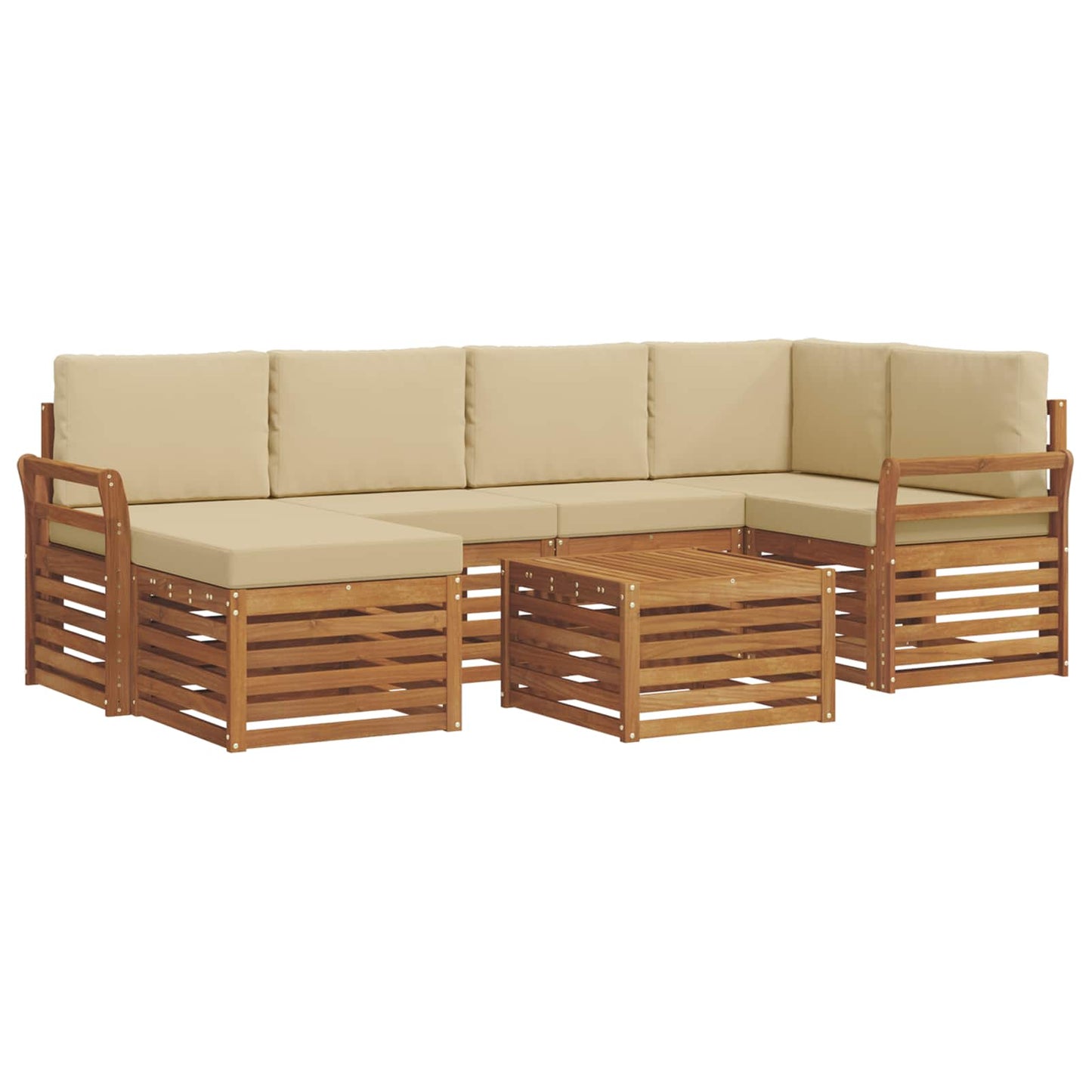 Set divano sezionale con cuscino 7 pcs Naturale e Beige | homemem39