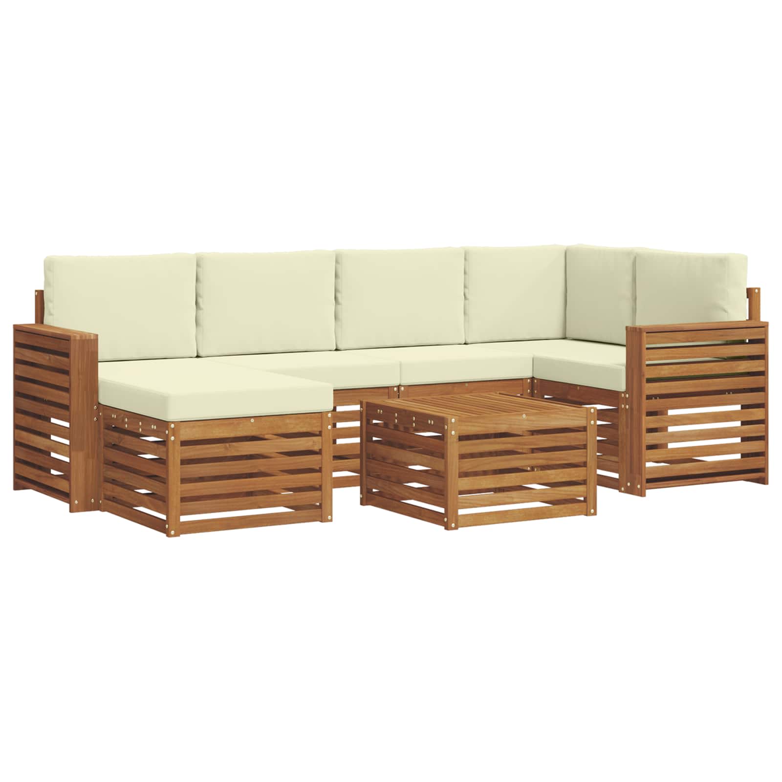 Set divano sezionale con cuscino 7 pcs Naturale e Crema | homemem39