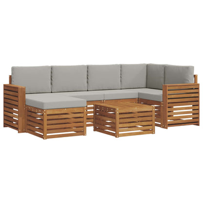 Set divano sezionale con cuscino 7 pcs Grigio Naturale e Chiaro | homemem39