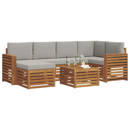 Set divano sezionale con cuscino 7 pcs Grigio Naturale e Chiaro | homemem39