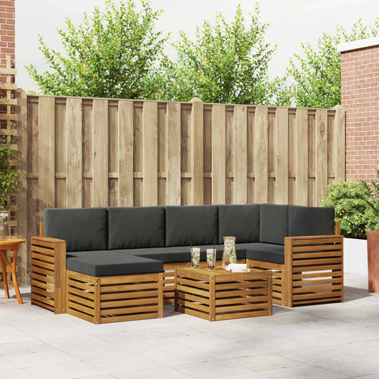 Set divano sezionale con cuscino 7 pcs Naturale e Antracite | homemem39
