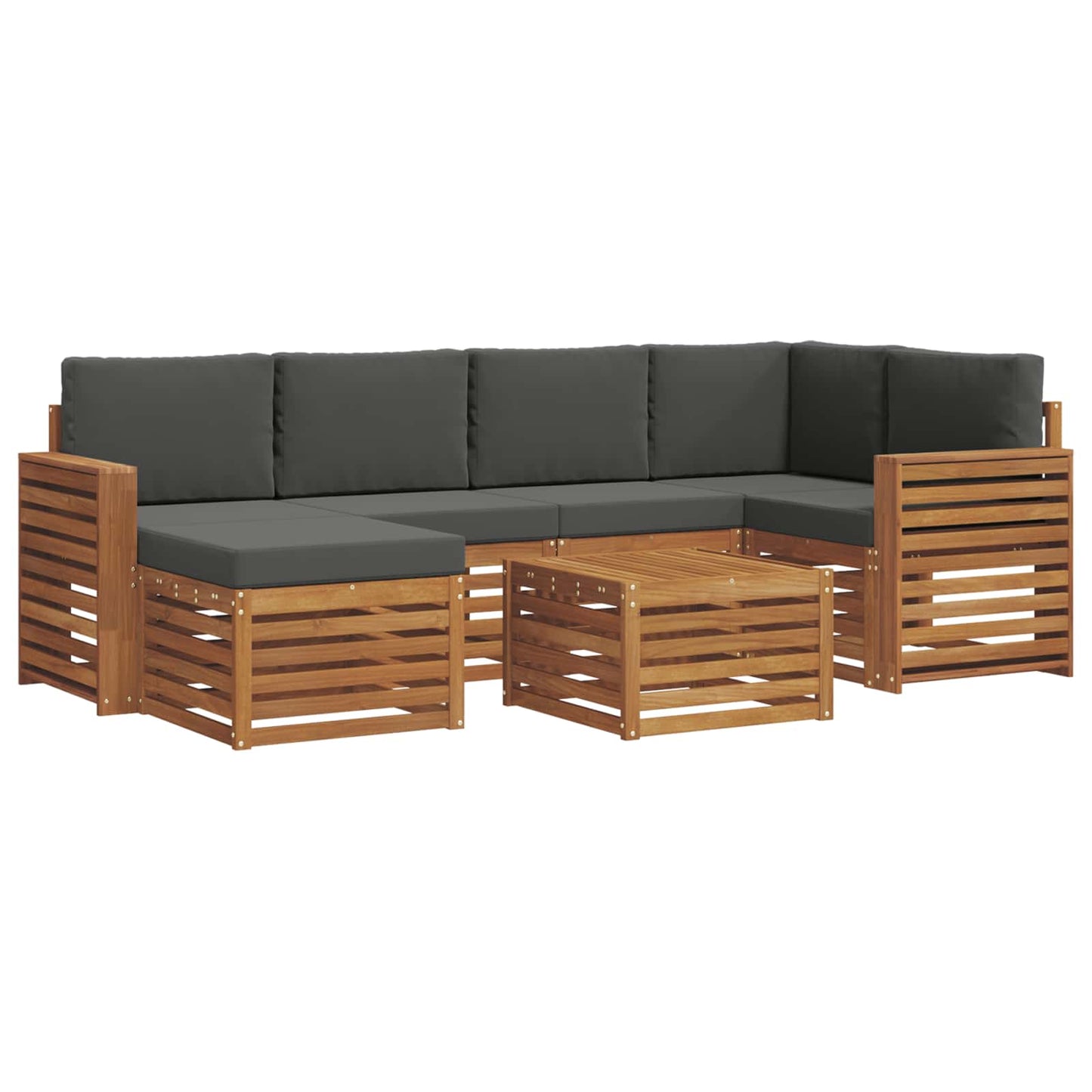 Set divano sezionale con cuscino 7 pcs Naturale e Antracite | homemem39