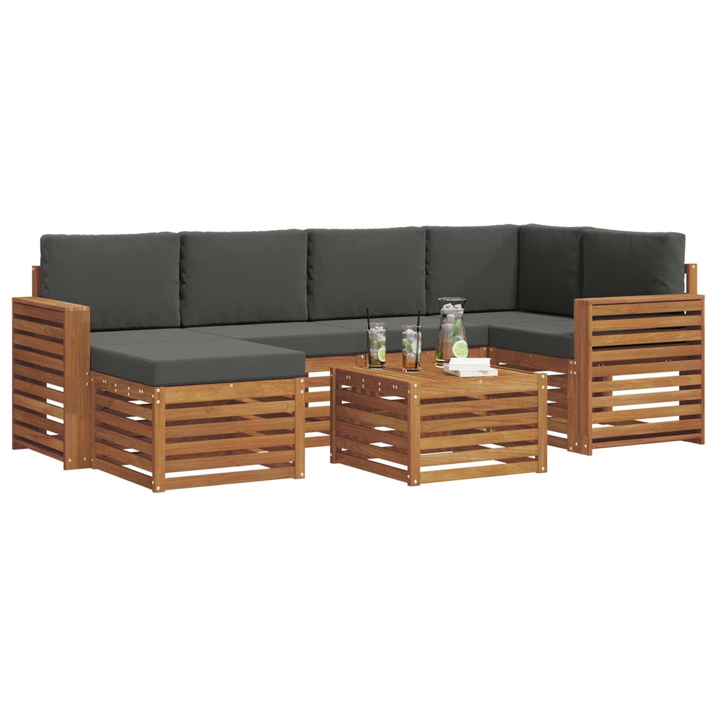Set divano sezionale con cuscino 7 pcs Naturale e Antracite | homemem39