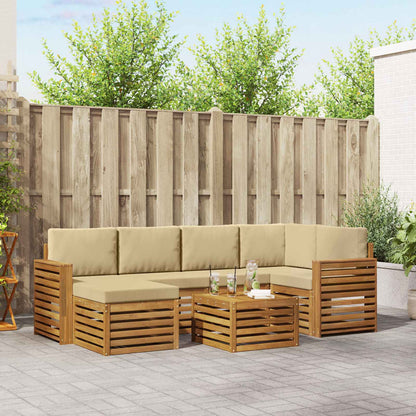 Set divano sezionale con cuscino 7 pcs Naturale e Beige