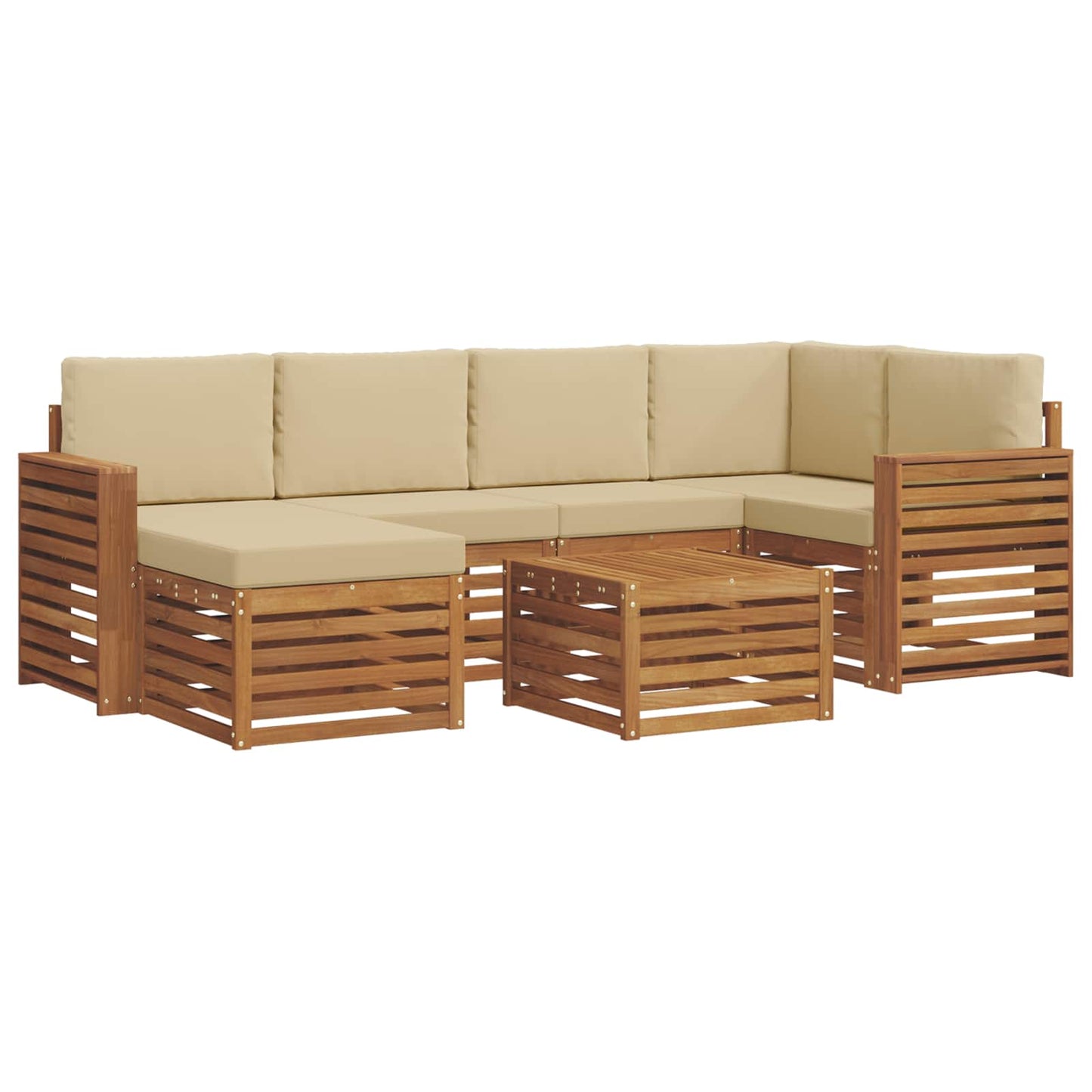 Set divano sezionale con cuscino 7 pcs Naturale e Beige | homemem39