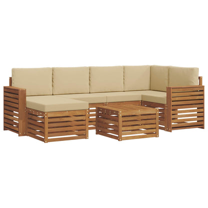 Set divano sezionale con cuscino 7 pcs Naturale e Beige | homemem39