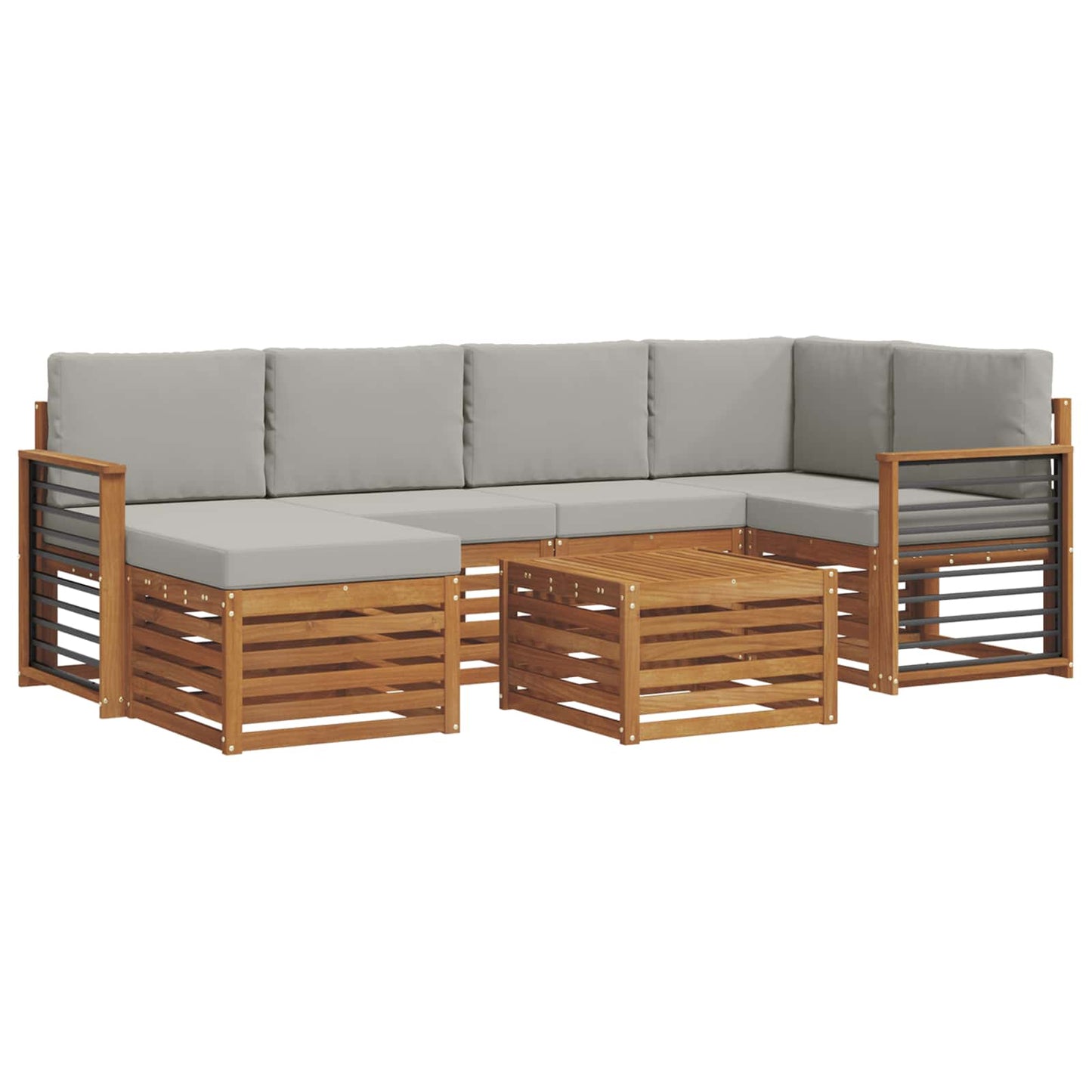 Set divano sezionale con cuscino 7 pcs Grigio Naturale e Chiaro | homemem39