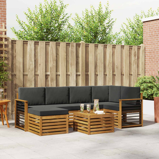 Set divano sezionale con cuscino 7 pcs Naturale e Antracite | homemem39