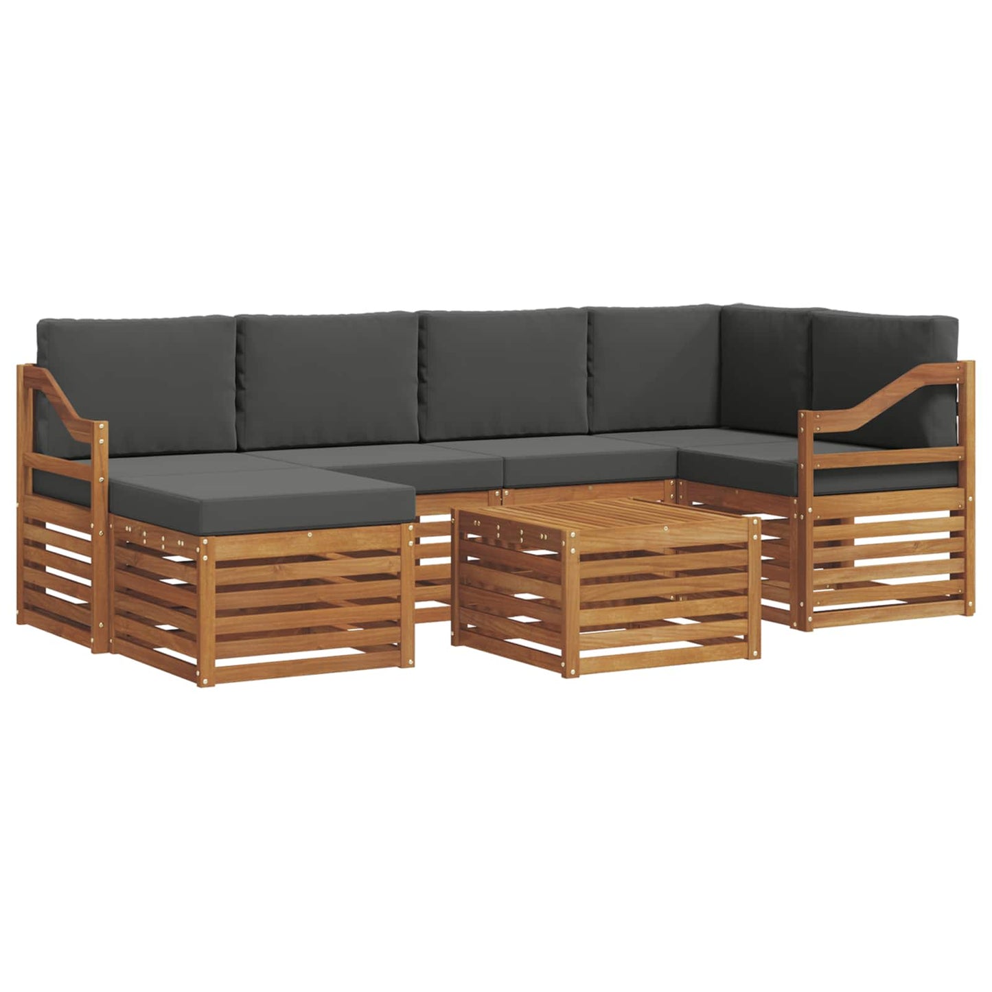 Set divano sezionale con cuscino 7 pcs Naturale e Antracite