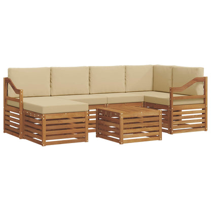 Set divano sezionale con cuscino 7 pcs Naturale e Beige