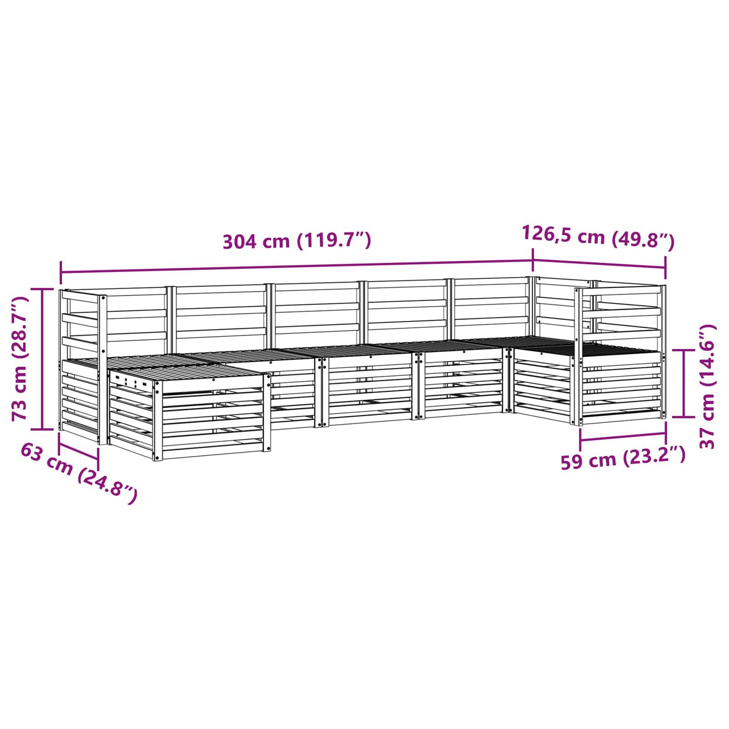 Set di divani da esterno 7 pz Naturale