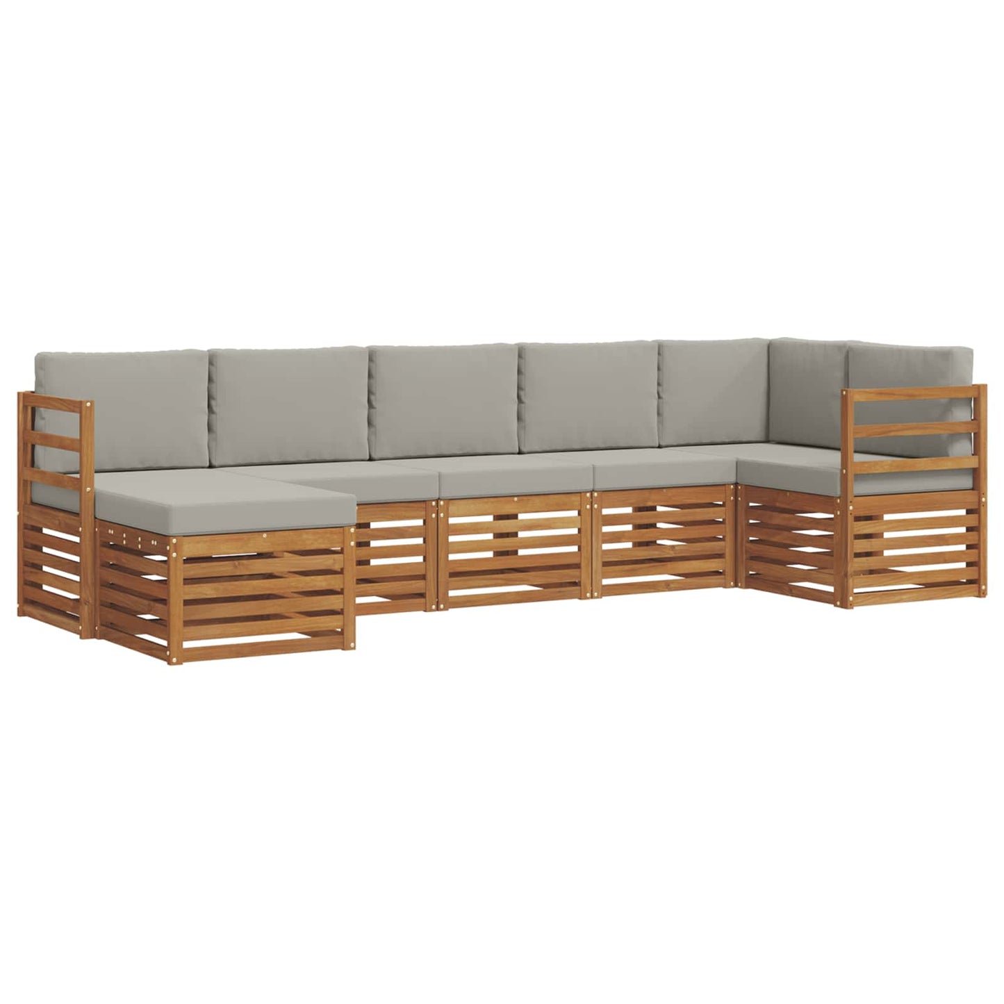 Set divano sezionale con cuscino 7 pcs Grigio Naturale e Chiaro | homemem39