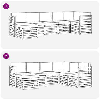 Set divano sezionale con cuscino 7 pcs Grigio Naturale e Chiaro | homemem39