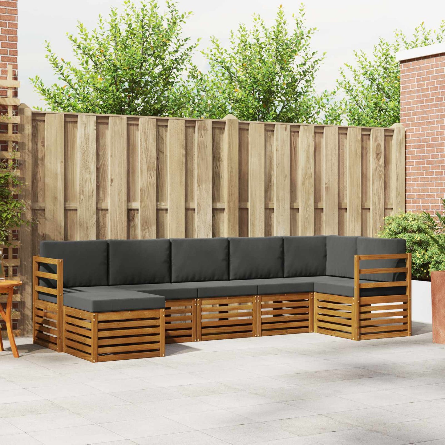 Set divano sezionale con cuscino 7 pcs Naturale e Antracite