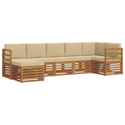 Set divano sezionale con cuscino 7 pcs Naturale e Beige | homemem39