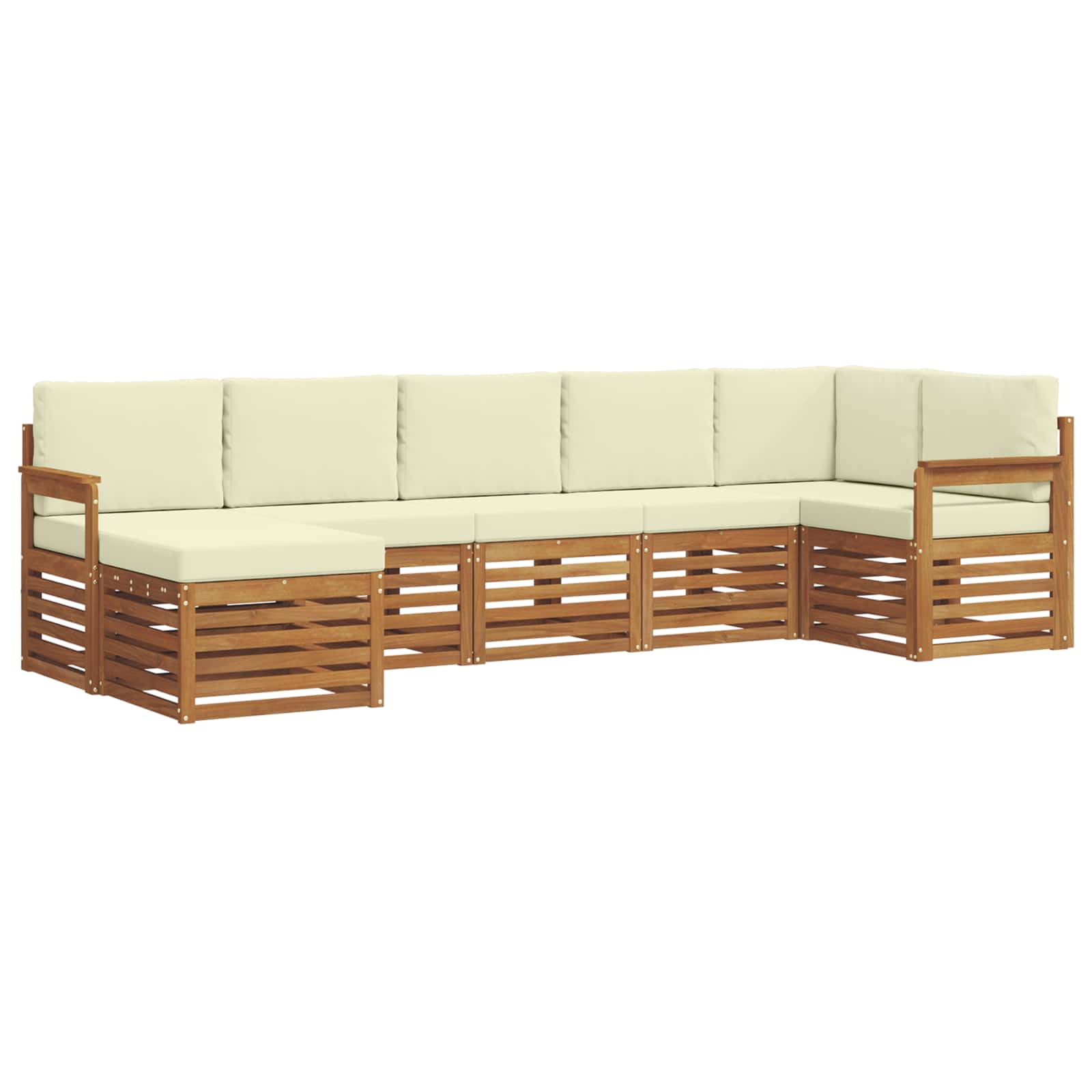 Set divano sezionale con cuscino 7 pcs Naturale e Crema | homemem39