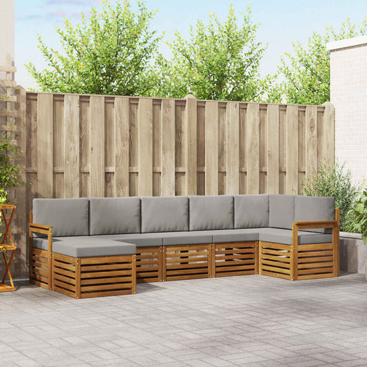 Set divano sezionale con cuscino 7 pcs Grigio Naturale e Chiaro
