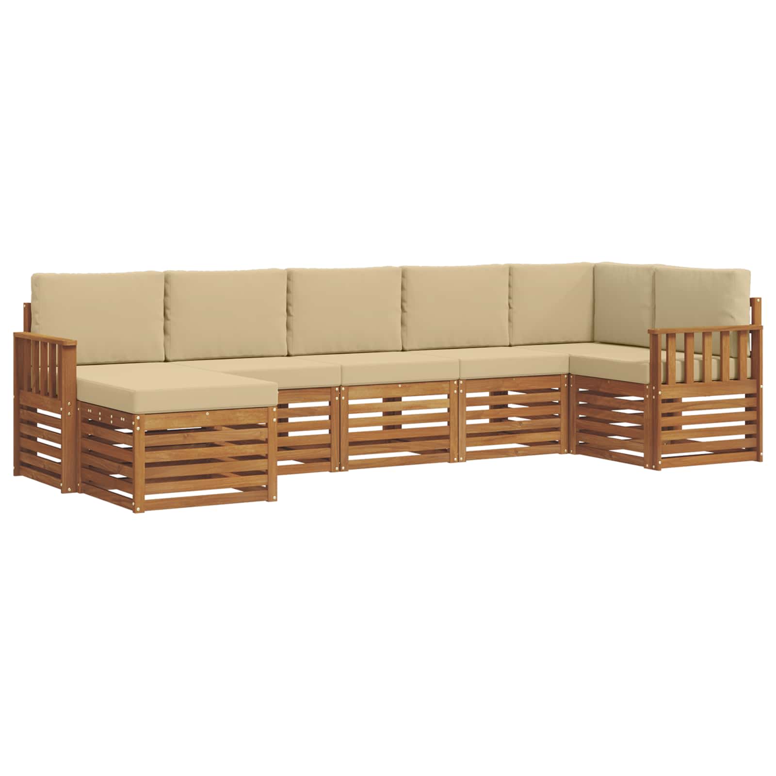 Set divano sezionale con cuscino 7 pcs Naturale e Beige | homemem39