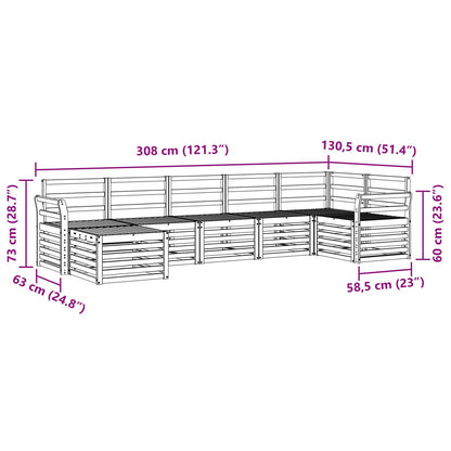 Set divano sezionale 7 pcs Naturale Legno di Acacia Massello | homemem39