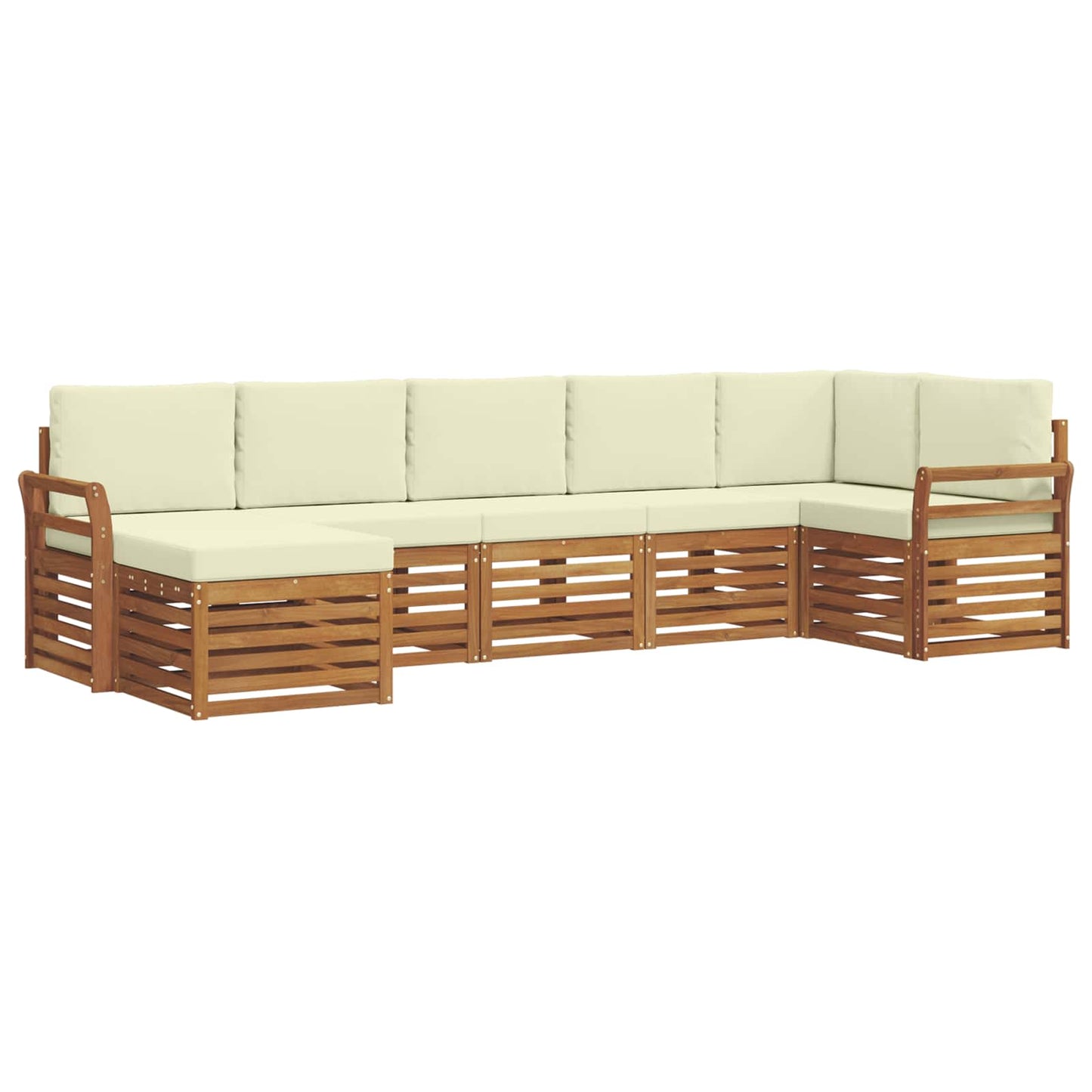 Set divano sezionale con cuscino 7 pcs Naturale e Crema | homemem39