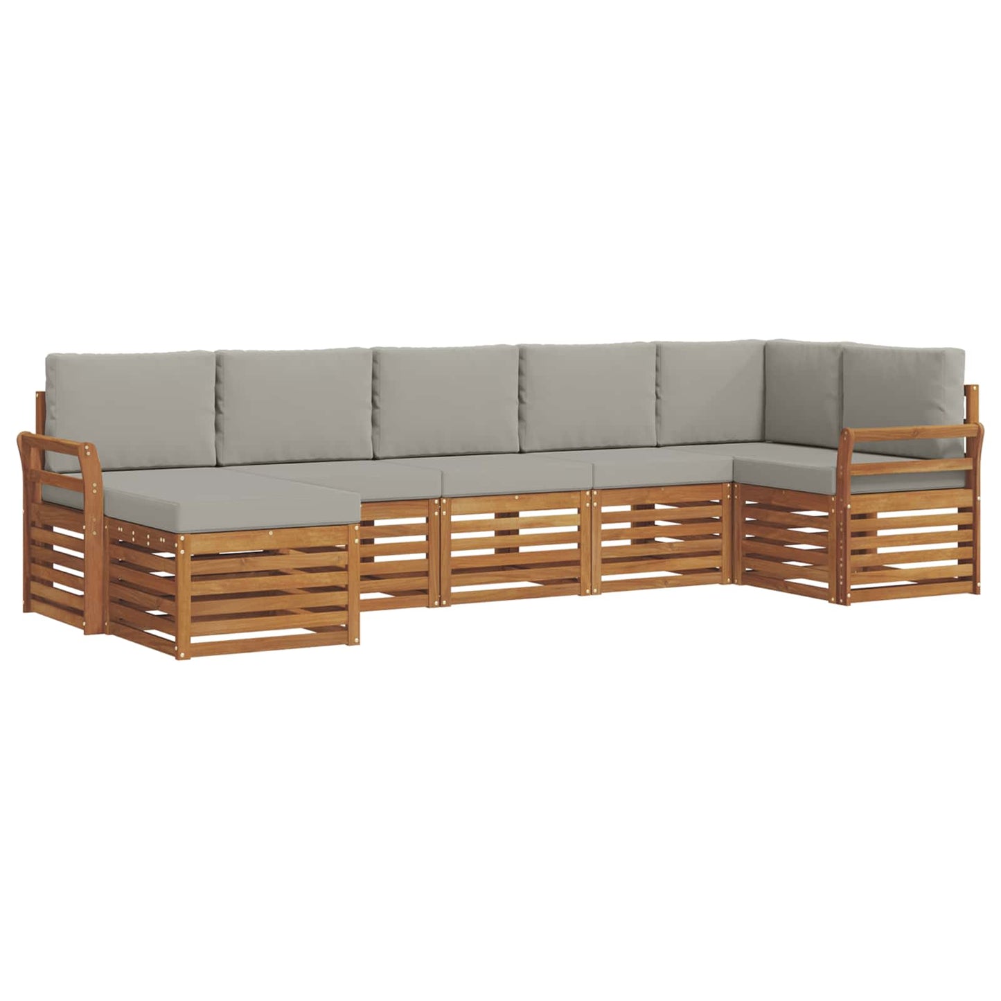 Set divano sezionale con cuscino 7 pcs Grigio Naturale e Chiaro