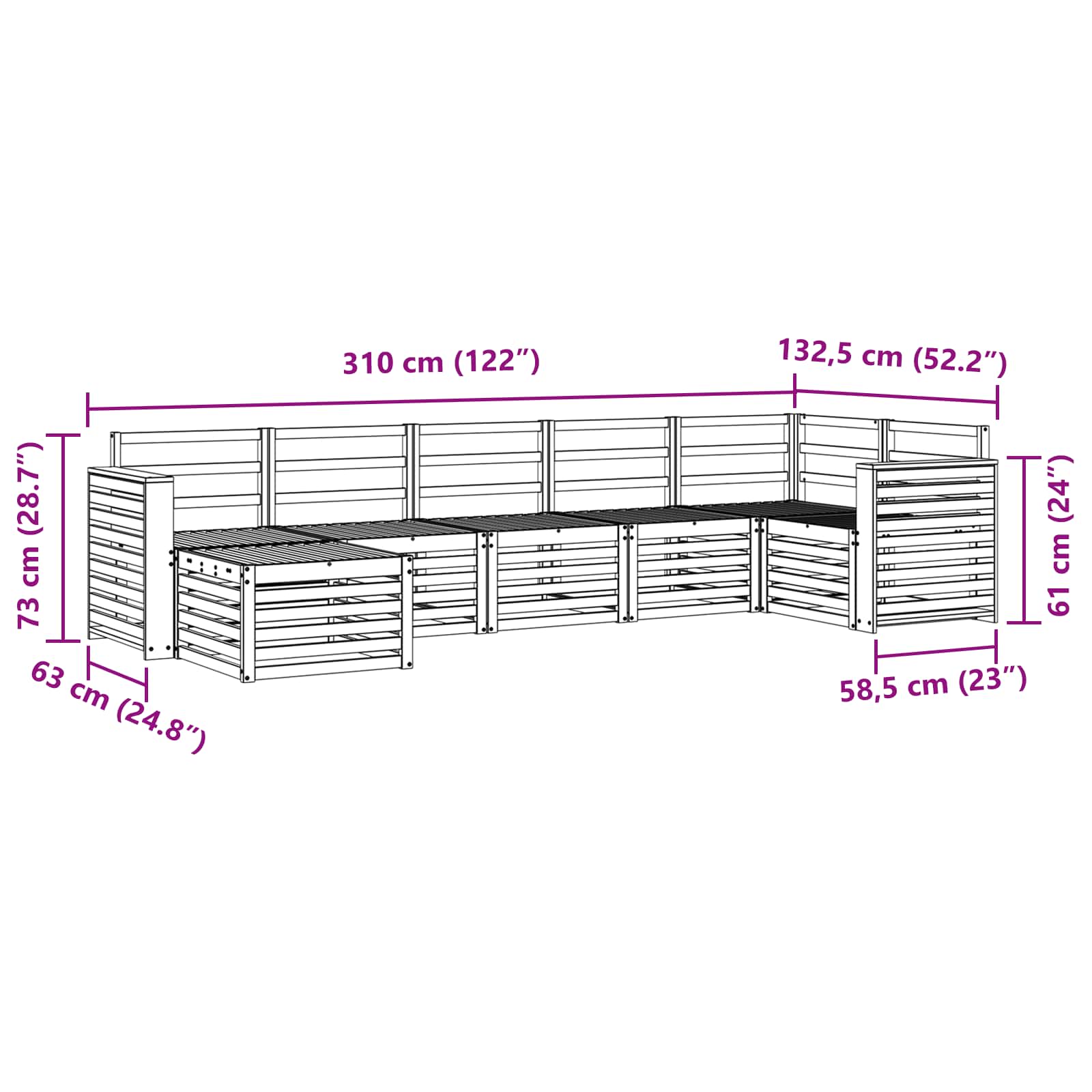 Set di divani da esterno 7 pz Naturale - homemem39