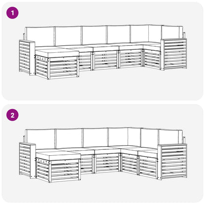 Set divano sezionale con cuscino 7 pcs Grigio Naturale e Chiaro
