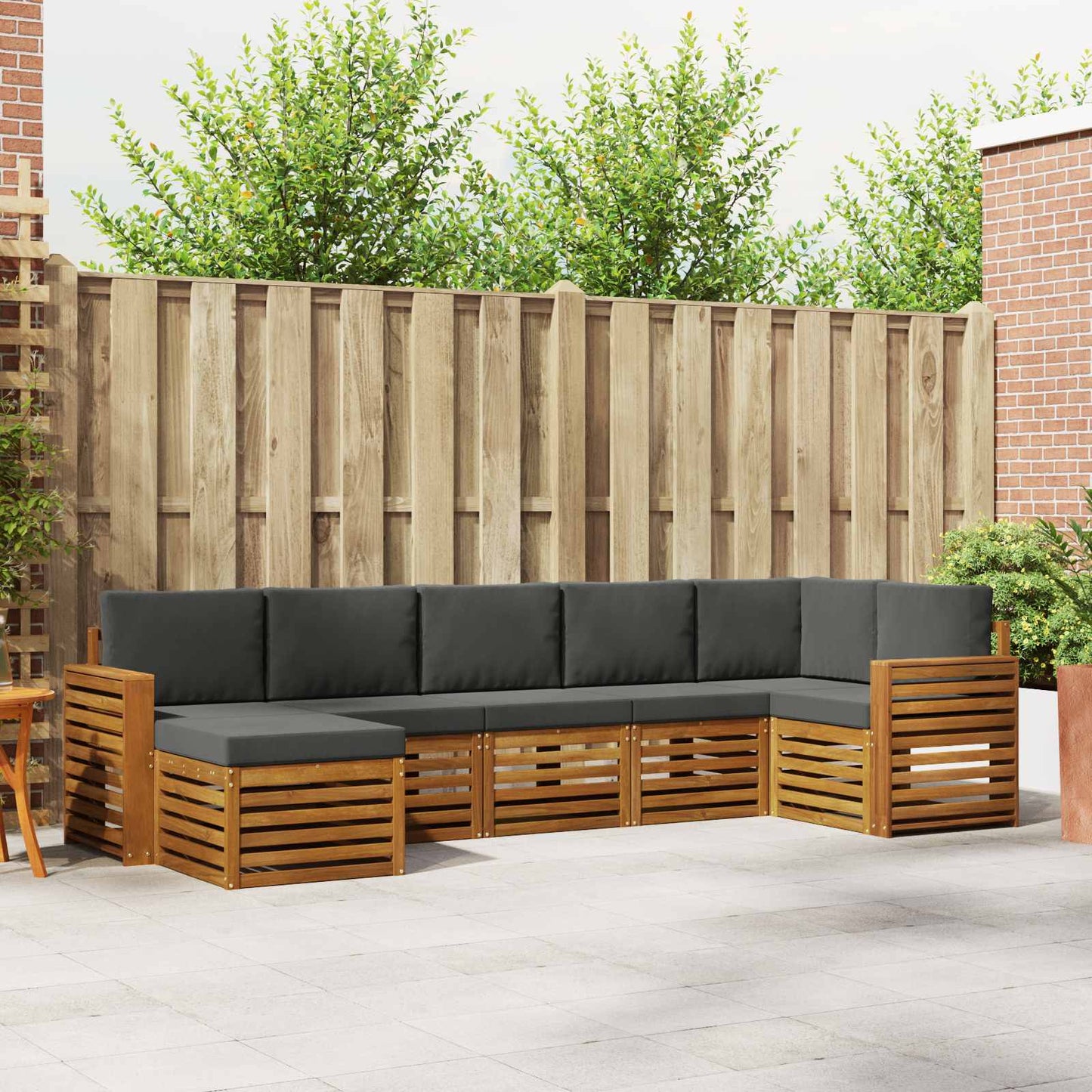 Set divano sezionale con cuscino 7 pcs Naturale e Antracite
