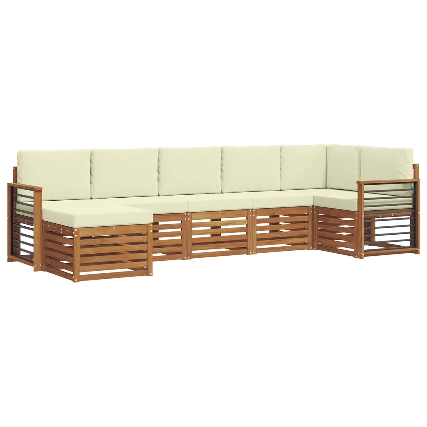 Set divano sezionale con cuscino 7 pcs Naturale e Crema | homemem39